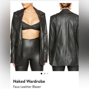 Naked Wardrobe faux leather blazer size L